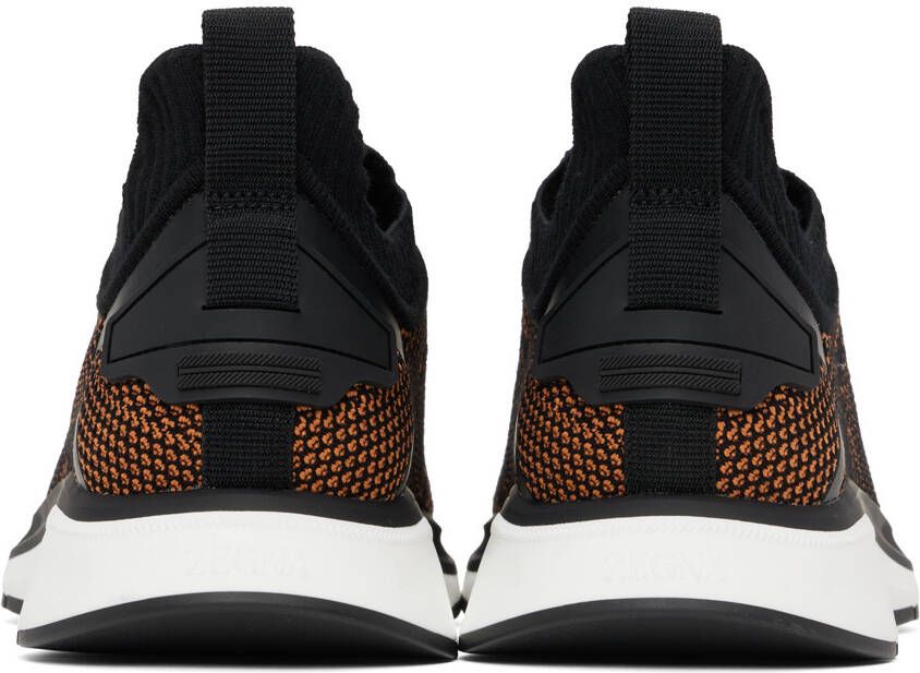 ZEGNA Black & Orange Slip-On Sneakers