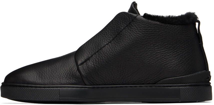 ZEGNA Black Triple Stitch Sneaker