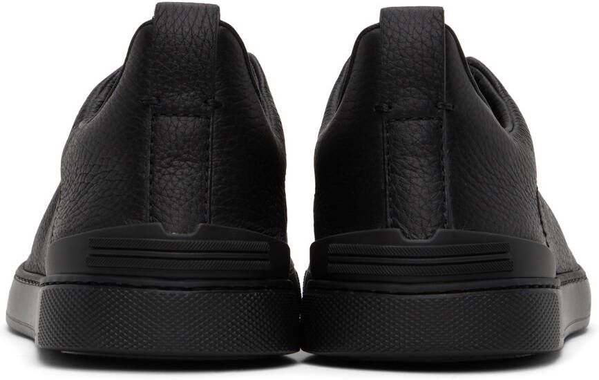 ZEGNA Black Triple Stitch Sneakers