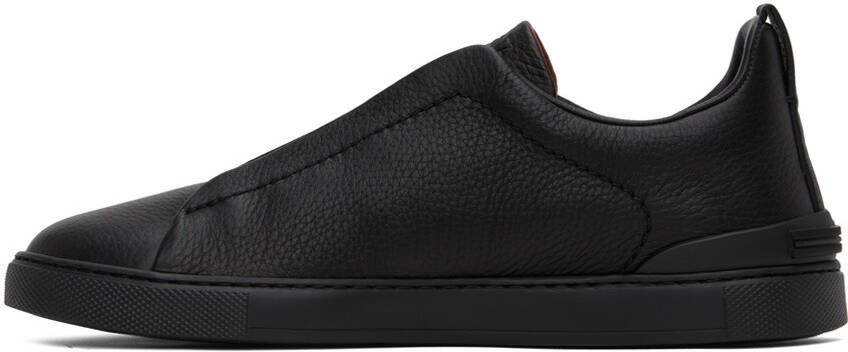 ZEGNA Black Triple Stitch Sneakers