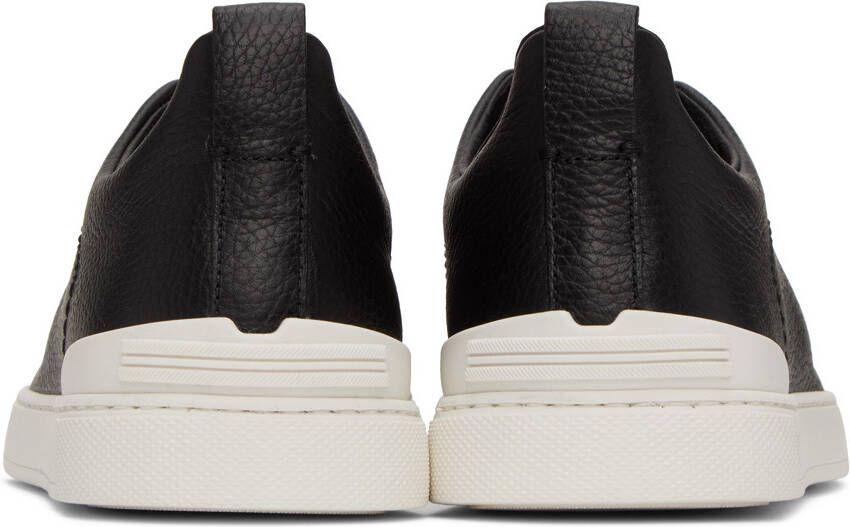 ZEGNA Black Triple Stitch Sneakers