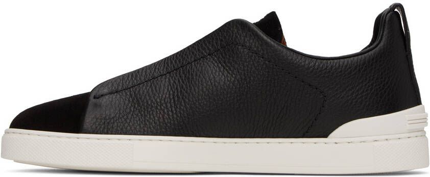 ZEGNA Black Triple Stitch Sneakers