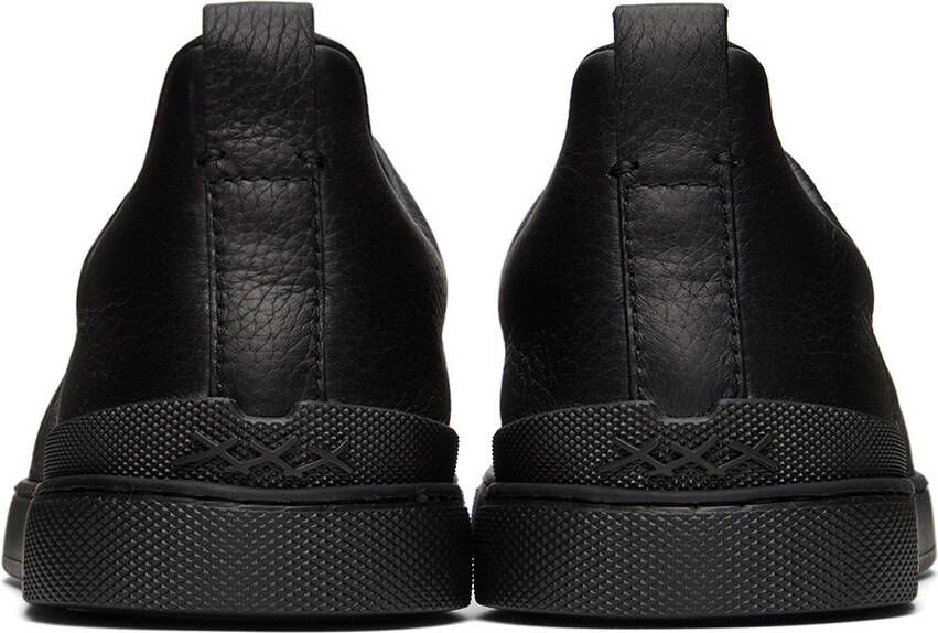 ZEGNA Black Triple Stitch Sneakers