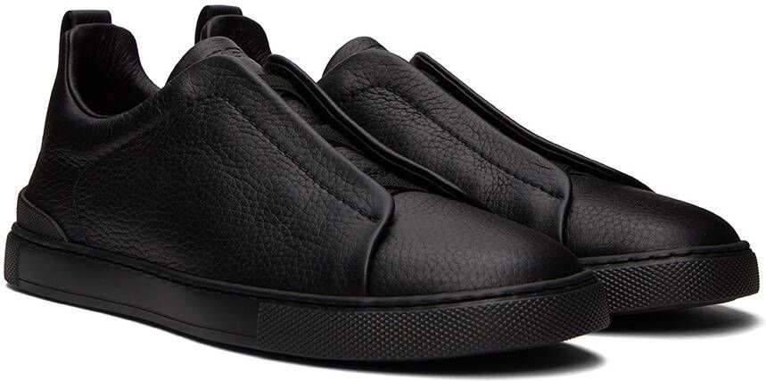 ZEGNA Black Triple Stitch Sneakers