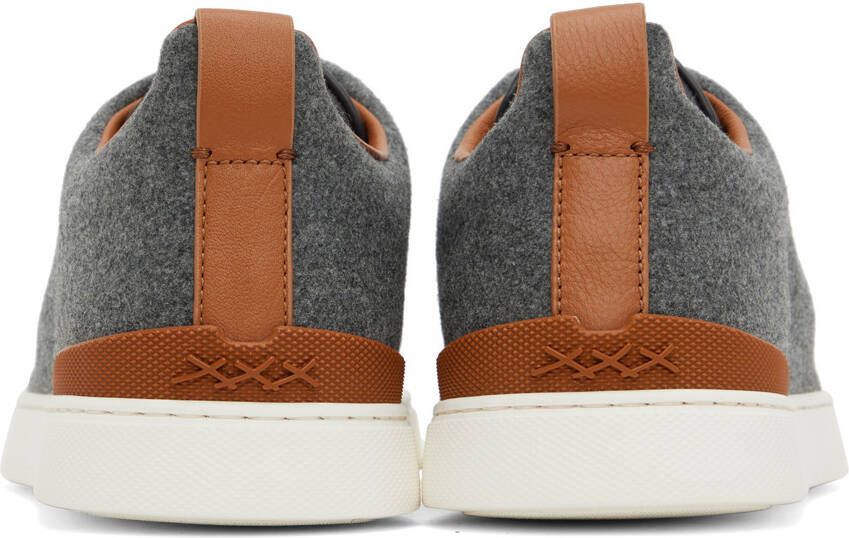 ZEGNA Gray & Brown Triple Stitch Sneakers