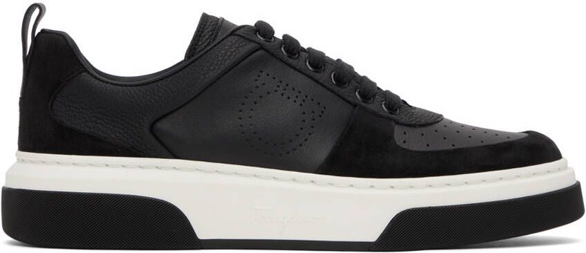 Ferragamo Black Paneled Sneakers