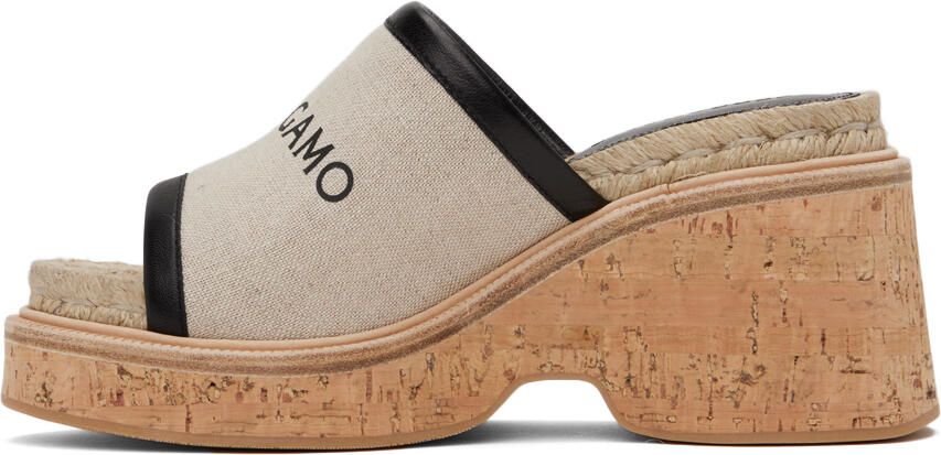 Ferragamo Beige Chunky Slider Sandals - Picture 3