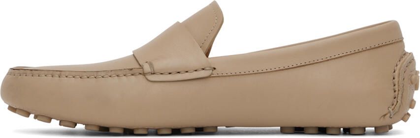 Ferragamo Beige Saddle Driver Loafers - Picture 4