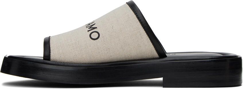 Ferragamo Black & Beige Logo Slides - Picture 3