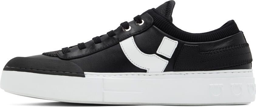 Salvatore Ferragamo Black Gancini Low-Top Sneakers - Picture 3