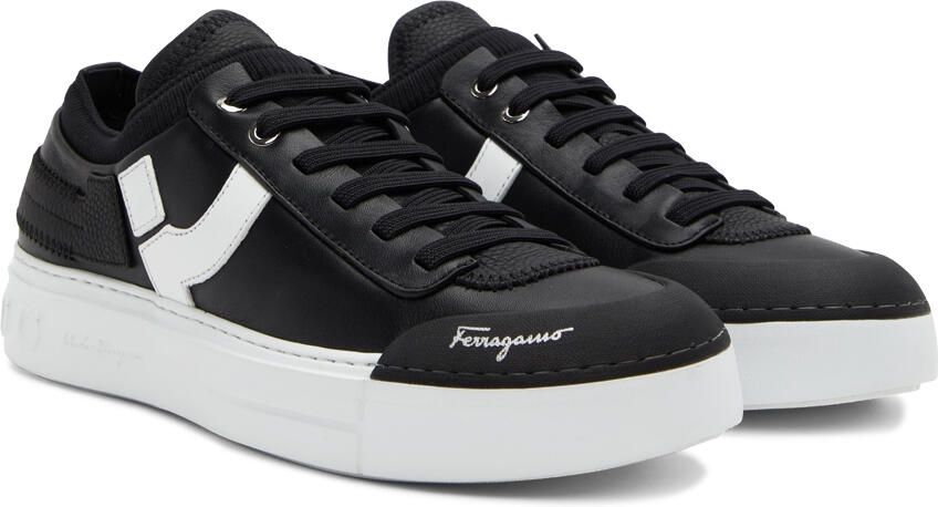 Salvatore Ferragamo Black Gancini Low-Top Sneakers