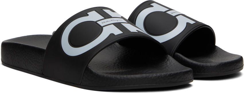 Ferragamo Black Gancini Slides - Picture 2