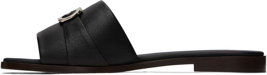 Ferragamo Black Gancini Slides - Picture 4