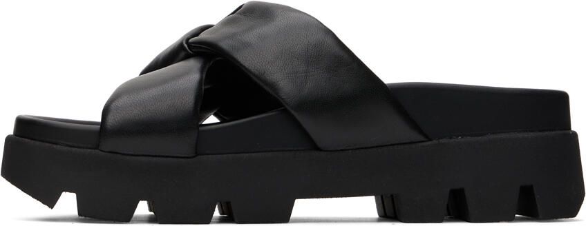 Ferragamo Black Sporty Origami Knot Slides - Picture 4