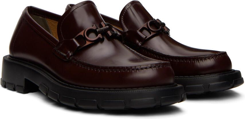 Salvatore Ferragamo Burgundy Gancini Loafers - Picture 2