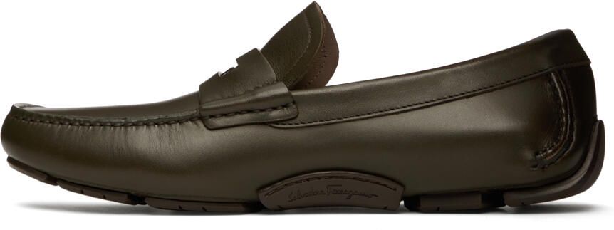 Salvatore Ferragamo Khaki Newton Loafers - Picture 3
