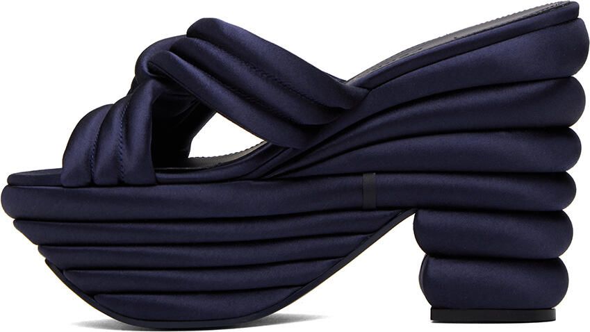 Ferragamo Navy Sculptural Heeled Sandals - Picture 3