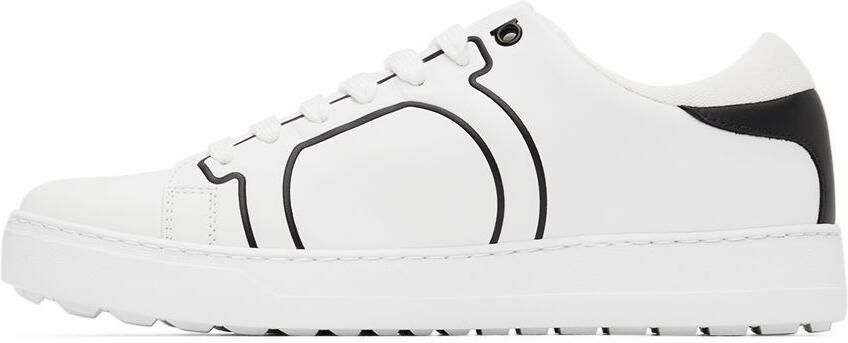 Salvatore Ferragamo White & Black Gancini Sneakers - Picture 3