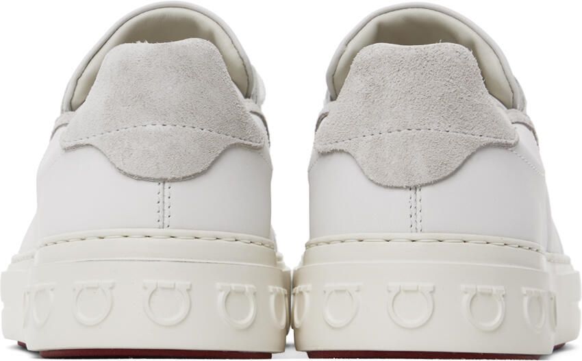 Salvatore Ferragamo White Gancini Low-Top Sneakers
