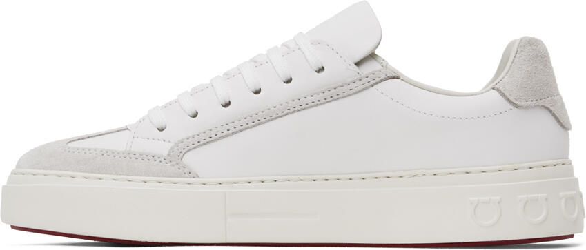 Salvatore Ferragamo White Gancini Low-Top Sneakers - Picture 3
