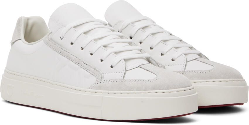 Salvatore Ferragamo White Gancini Low-Top Sneakers - Picture 2