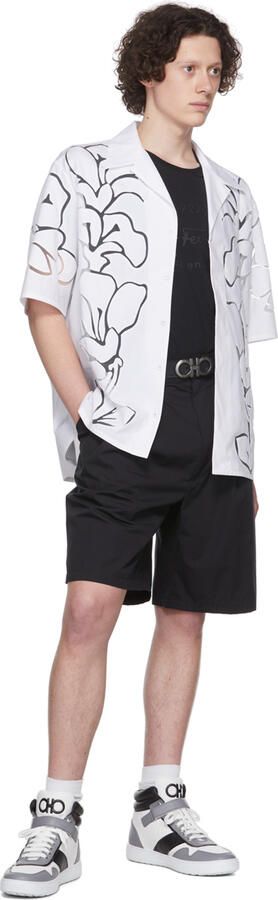 Salvatore Ferragamo White High-Top Noe Sneakers - Picture 4