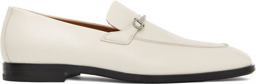 Ferragamo White Gancini Loafers