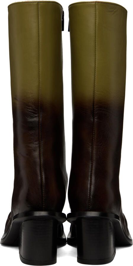FIDAN NOVRUZOVA Green & Brown Gathered Boots - Picture 3