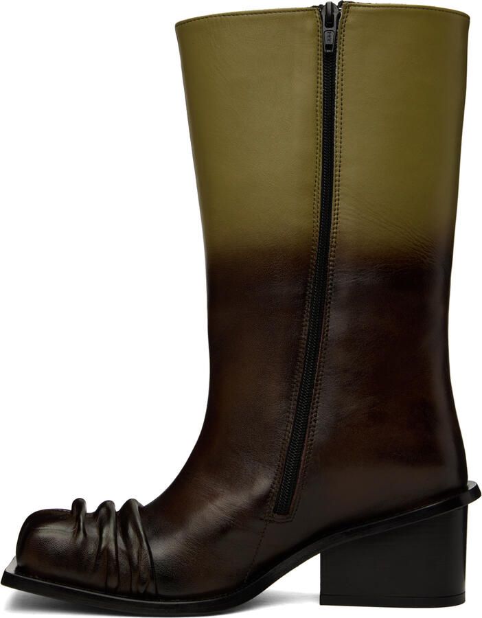 FIDAN NOVRUZOVA Green & Brown Gathered Boots - Picture 2