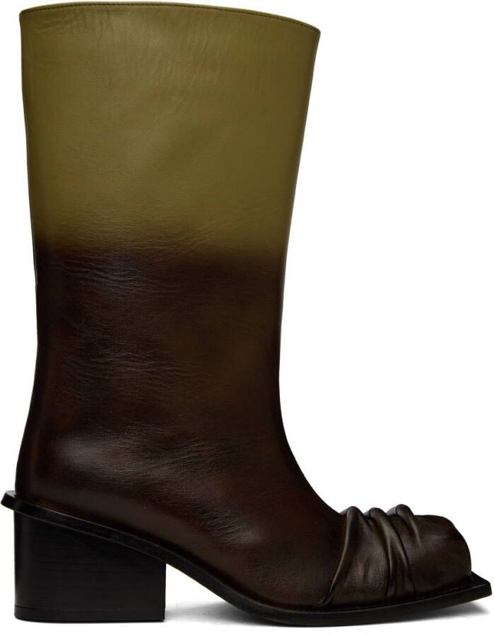 FIDAN NOVRUZOVA Green & Brown Gathered Boots