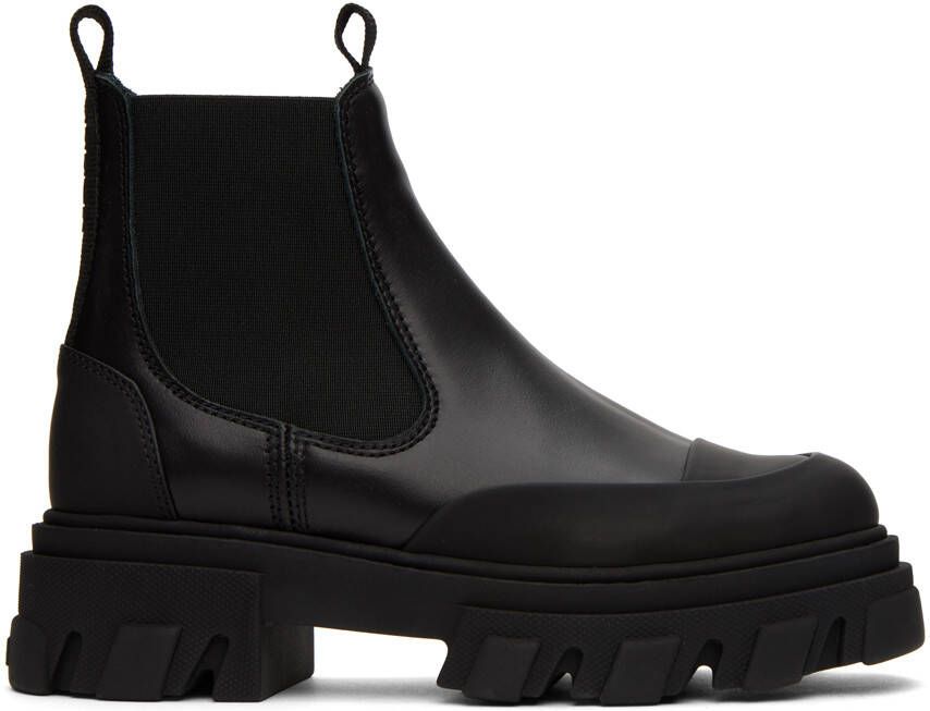 GANNI Black Cleated Low Chelsea Boots