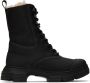 GANNI Black Recycled Mixed Lace-Up Boots - Thumbnail 1