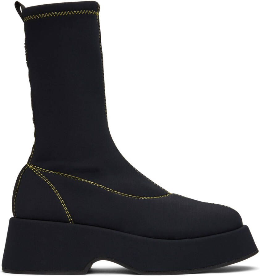 GANNI Black Retro Flatform Sock Boots