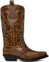 GANNI Brown Embroidered Western Boots - Thumbnail 1