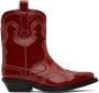 GANNI Burgundy Western Boots - Thumbnail 1