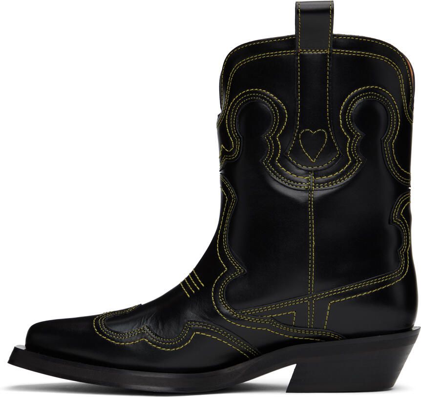 GANNI Black & Yellow Western Boots - Picture 2
