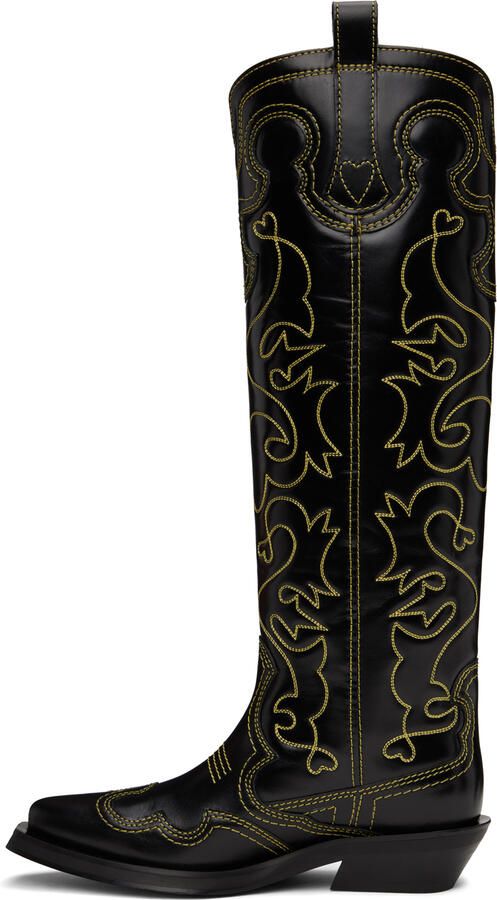GANNI Black & Yellow Western Tall Boots - Picture 2