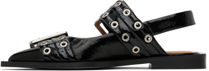 GANNI Black Buckle Ballerina Slippers - Picture 3
