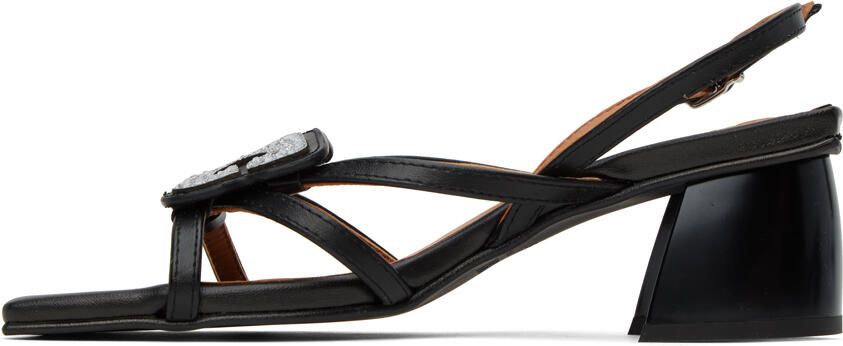 GANNI Black Butterfly Strass Heeled Sandals - Picture 3