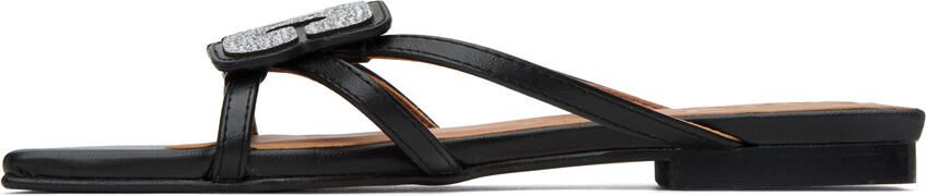 GANNI Black Butterfly Strass Sandals - Picture 3
