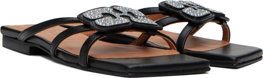 GANNI Black Butterfly Strass Sandals - Picture 2
