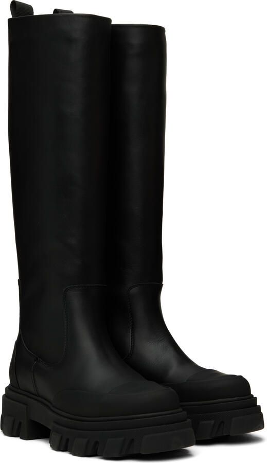 GANNI Black Cleated Tubular Boots - Picture 2