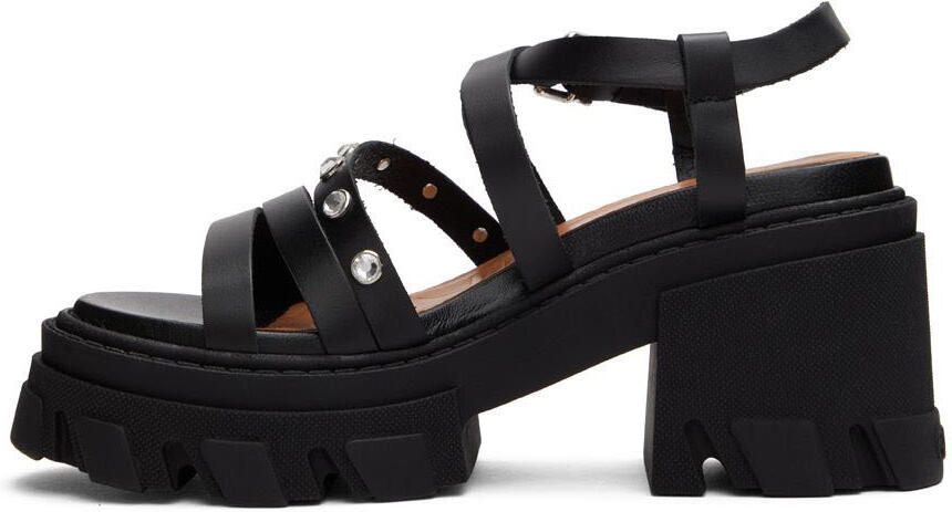 GANNI Black Leather Heeled Sandals - Picture 3