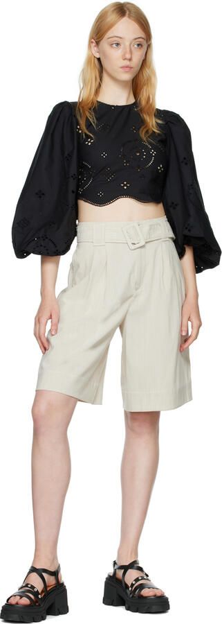 GANNI Black Leather Heeled Sandals - Picture 4