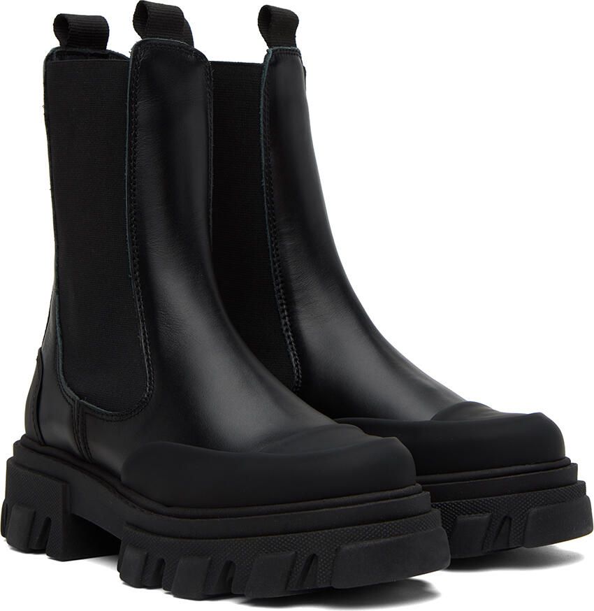 GANNI Black Cleated Mid Chelsea Boots