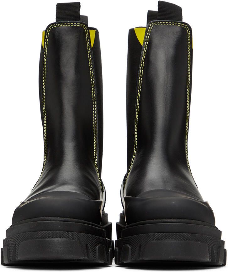 GANNI Black Cleated Mid Chelsea Boots - Picture 2