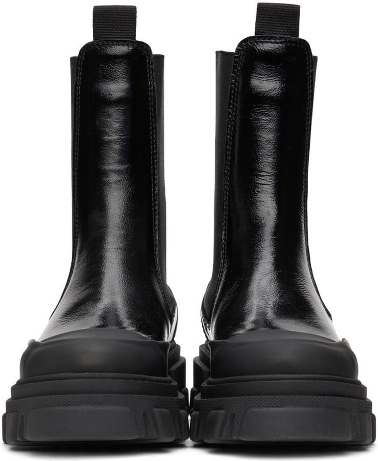 GANNI Black Naplack Chunky Chelsea Boots - Picture 2