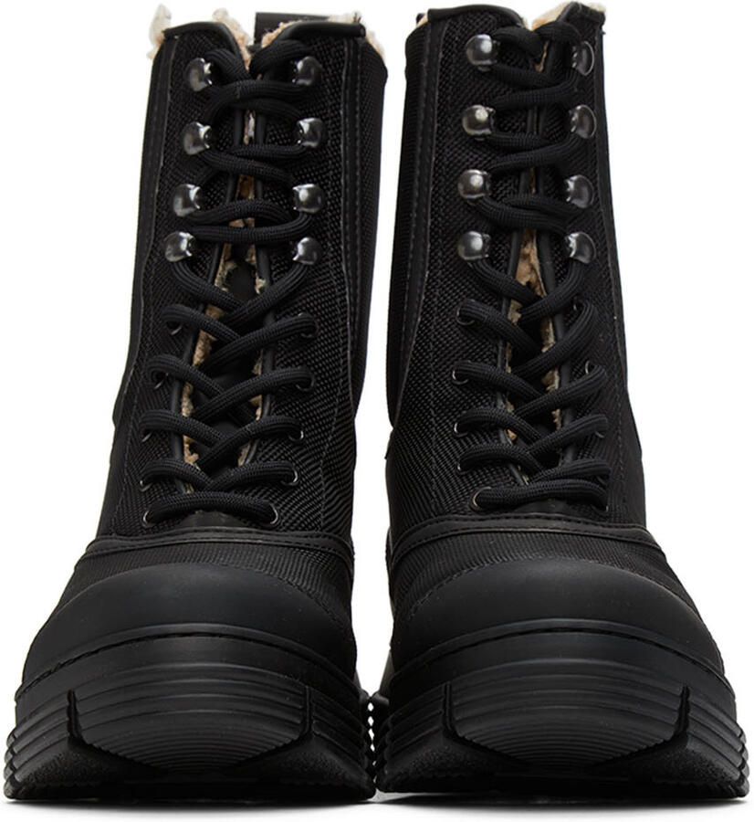 GANNI Black Recycled Mixed Lace-Up Boots