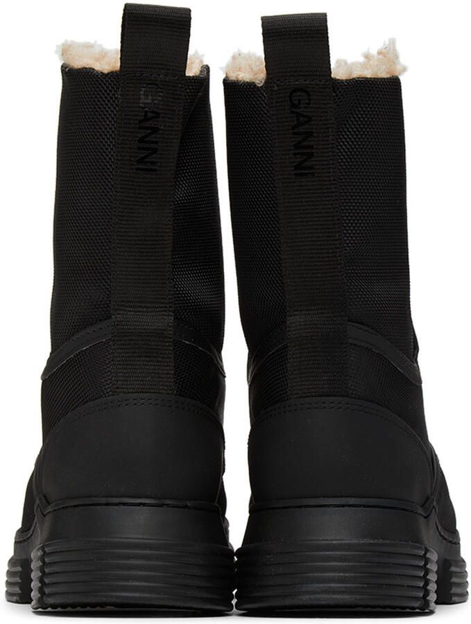 GANNI Black Recycled Mixed Lace-Up Boots - Picture 3