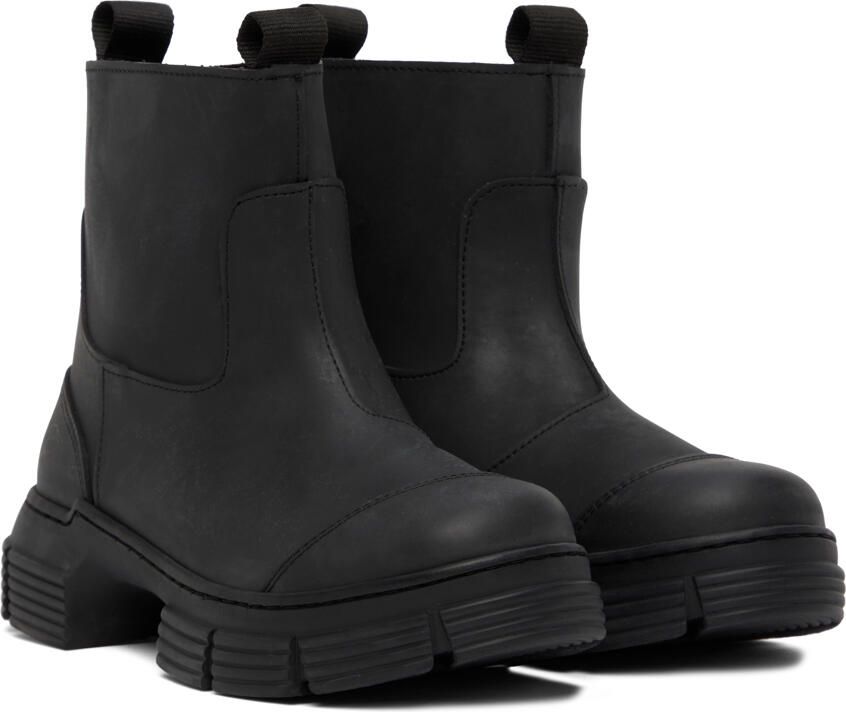 GANNI Black Rubber Ankle Boots - Picture 2